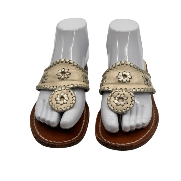 Jack Rogers Off White T-Strap Thong Sandals Size 7 Women's - Picture 3 of 11